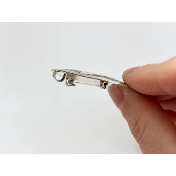 Alpaca Sterling Silver Abalone Mexican Vintage Sterling Silver Brooch Pendant - Picture 9 of 10